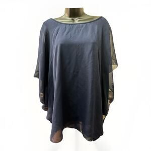 Ashley Stewart Blue Chiffon Poncho Blouse Top Women’s Size Large Sheer Flowing